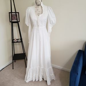 VINTAGE 70s GUNNE SAX PRAIRIE WEDDING DRESS SZ S